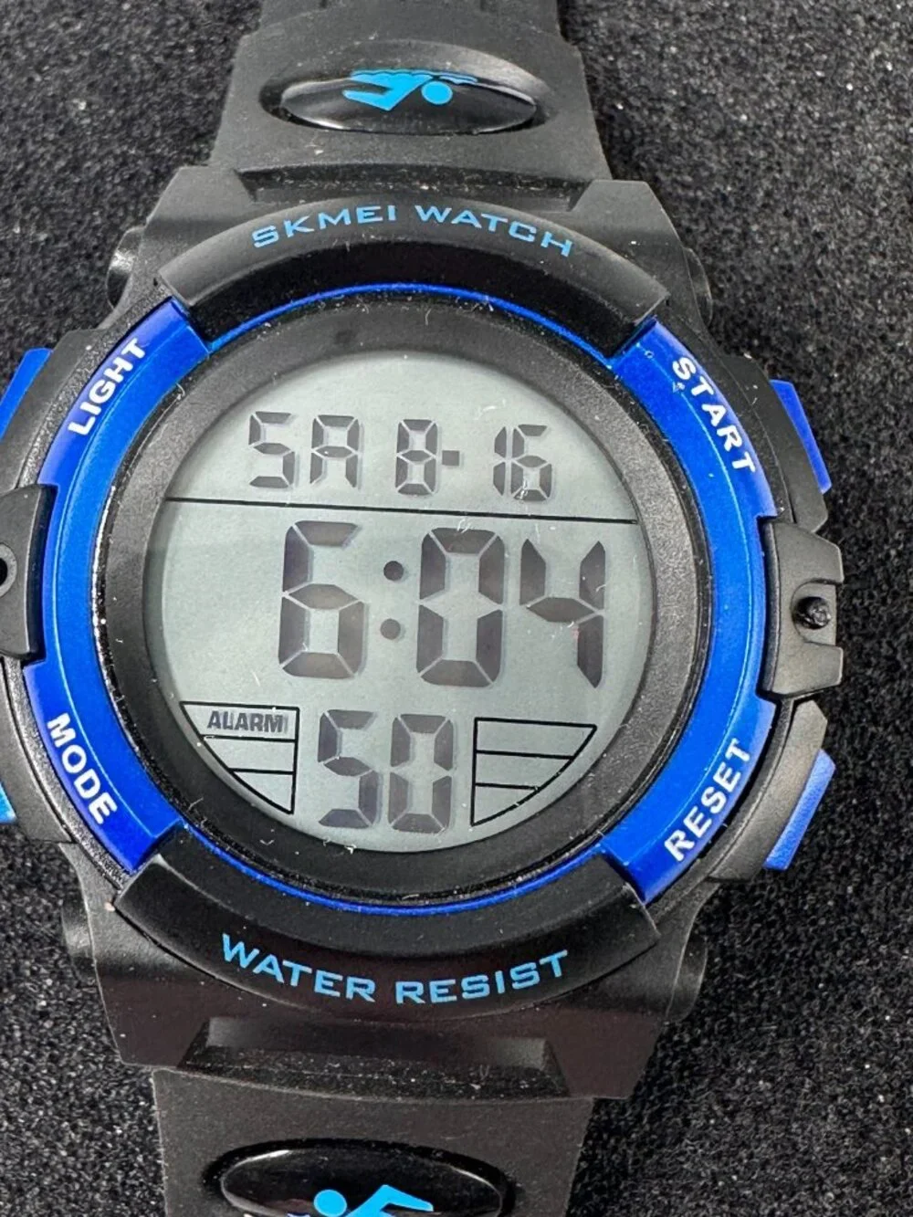 Skmei Digital Watch Men Black Blue Round 43MM Backlight New Battery